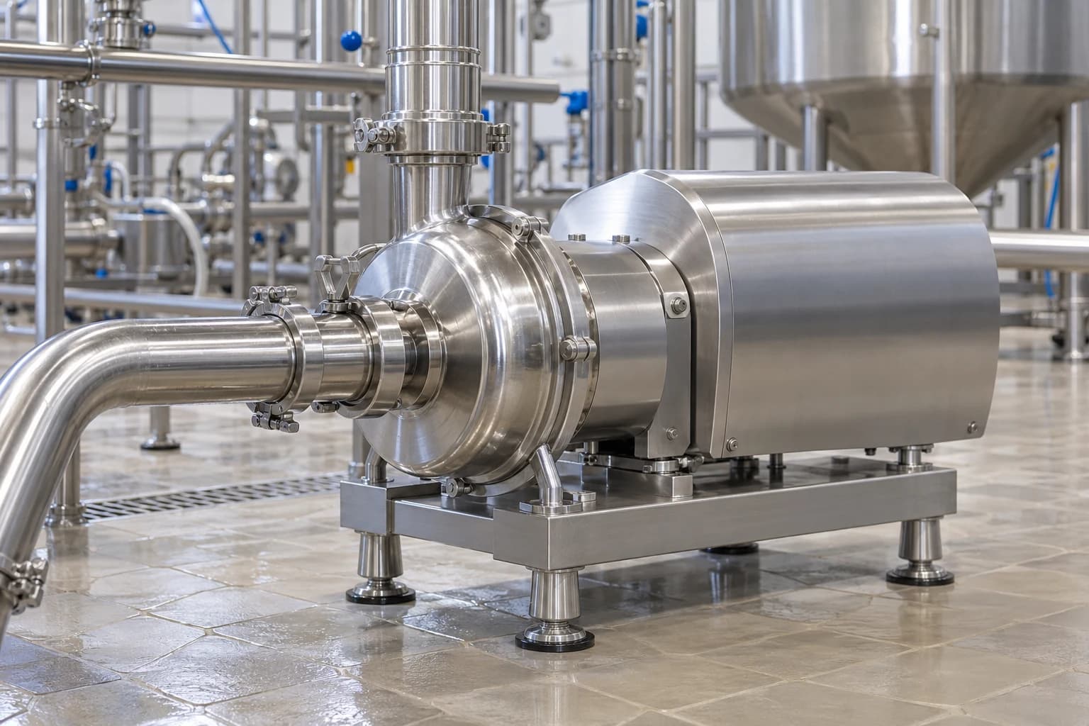 Bomba sanitária de aço inoxidável para processos alimentares